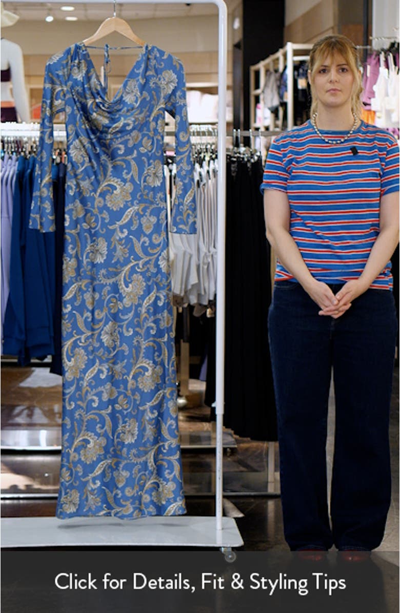 Ember Long Sleeve Paisley Silk Blend Maxi Dress, sales video thumbnail