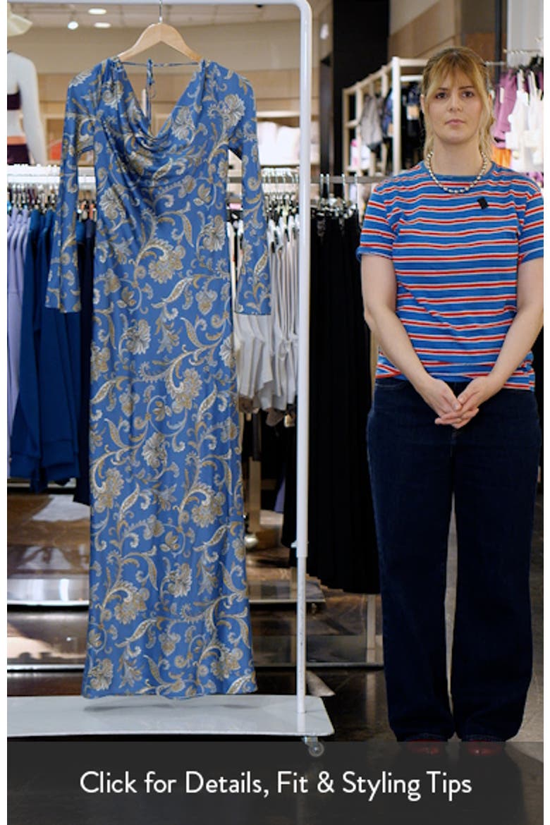 Ember Long Sleeve Paisley Silk Blend Maxi Dress video