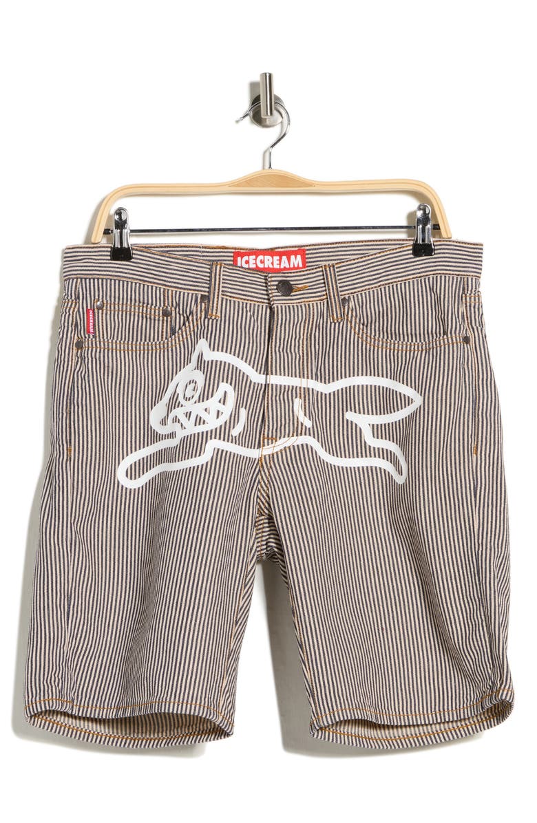 ICECREAM Pinstripe Denim Shorts, Main, color, Hickory Stripe