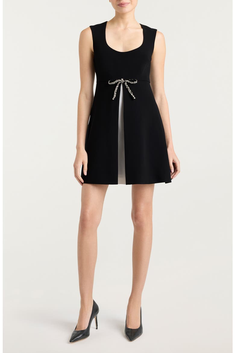 Jo Rhinestone Bow Dress, Main, color, BLACK/IVORY