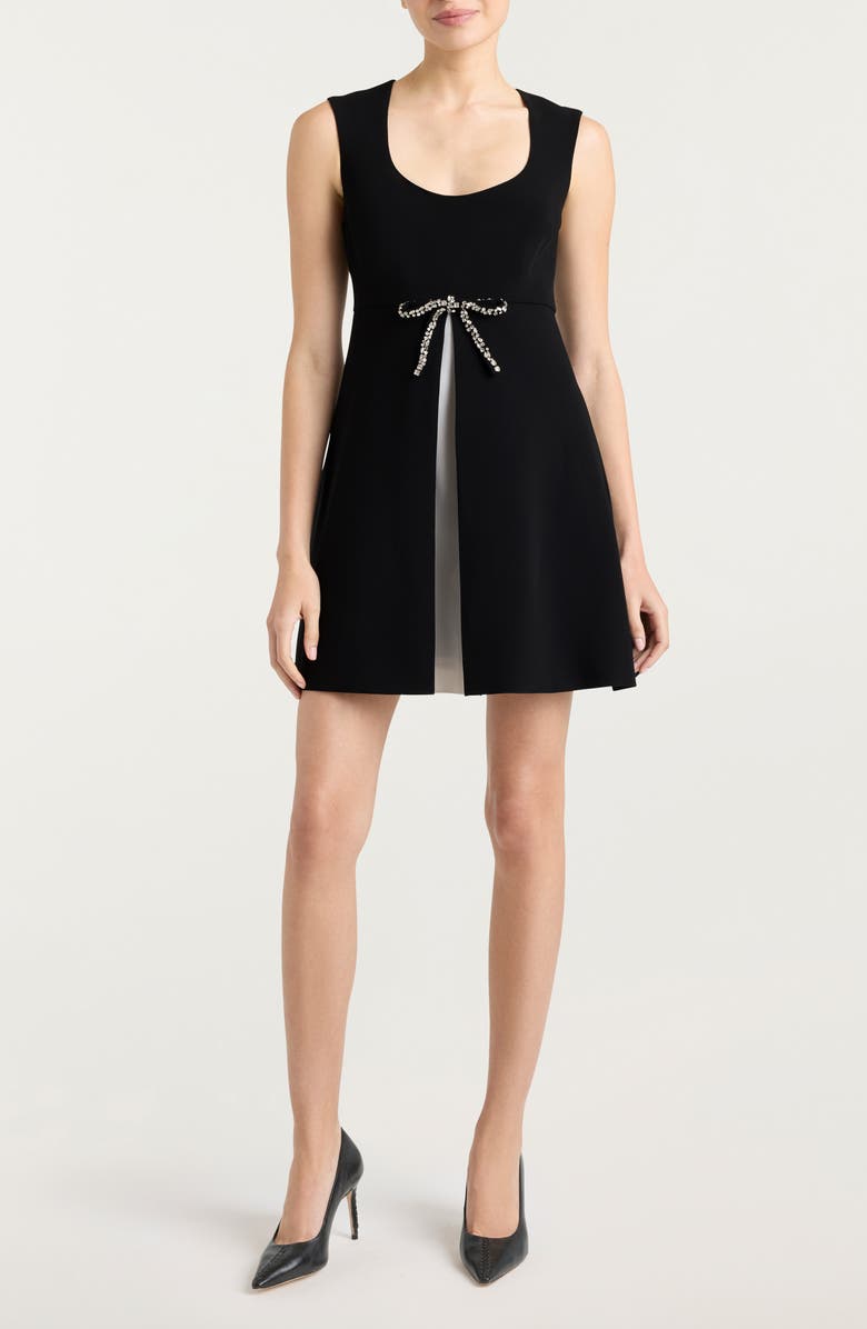 Cinq à Sept Jo Rhinestone Bow Dress, Main, color, Black/ Ivory