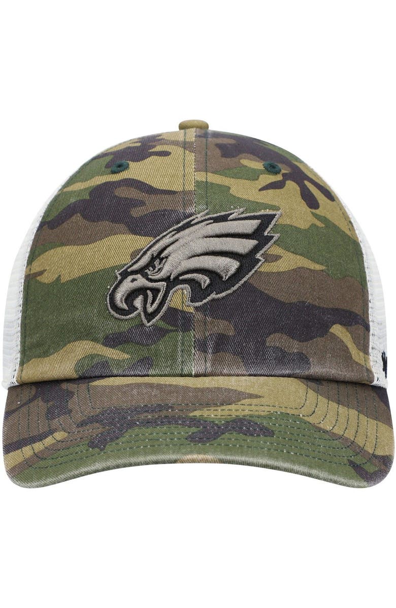 '47 Men's '47 Camo Philadelphia Eagles Branson Clean Up Trucker Hat, Alternate, color,