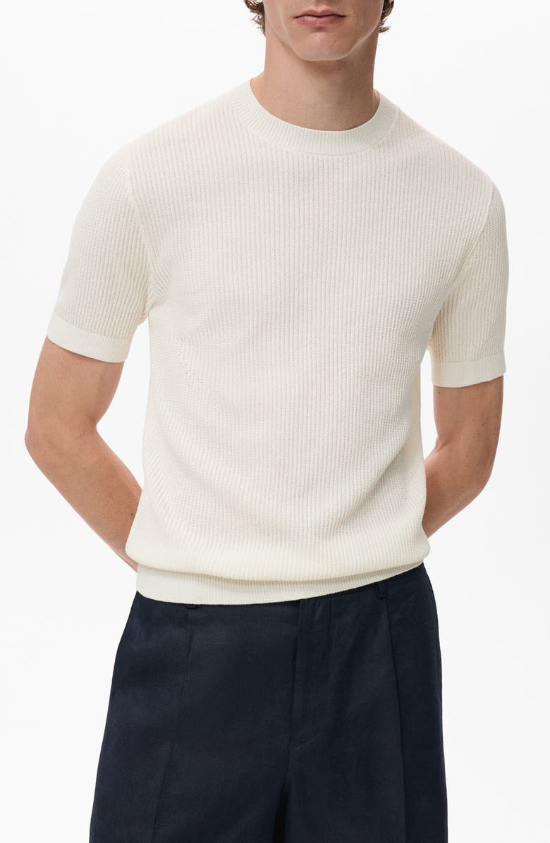 MANGO Rib Knit T-Shirt, Main, color, Off White