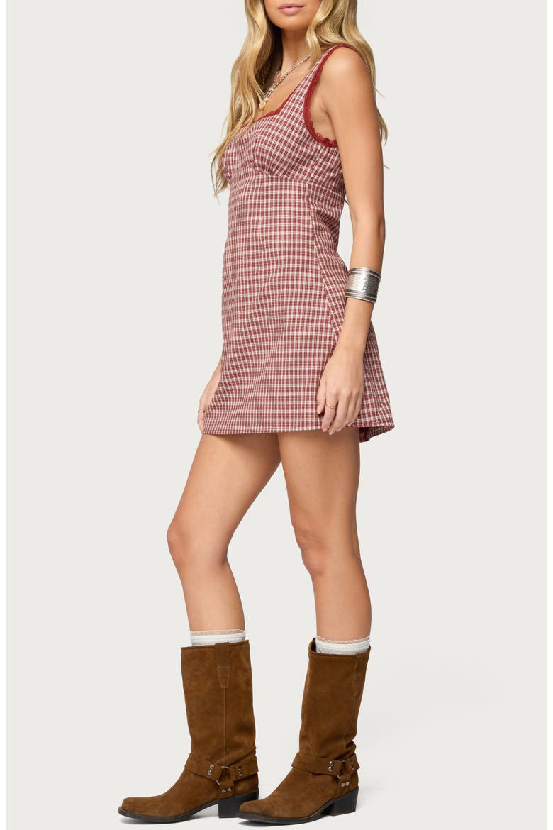 Clarren Gingham Sleeveless Minidress, Alternate, color, RED