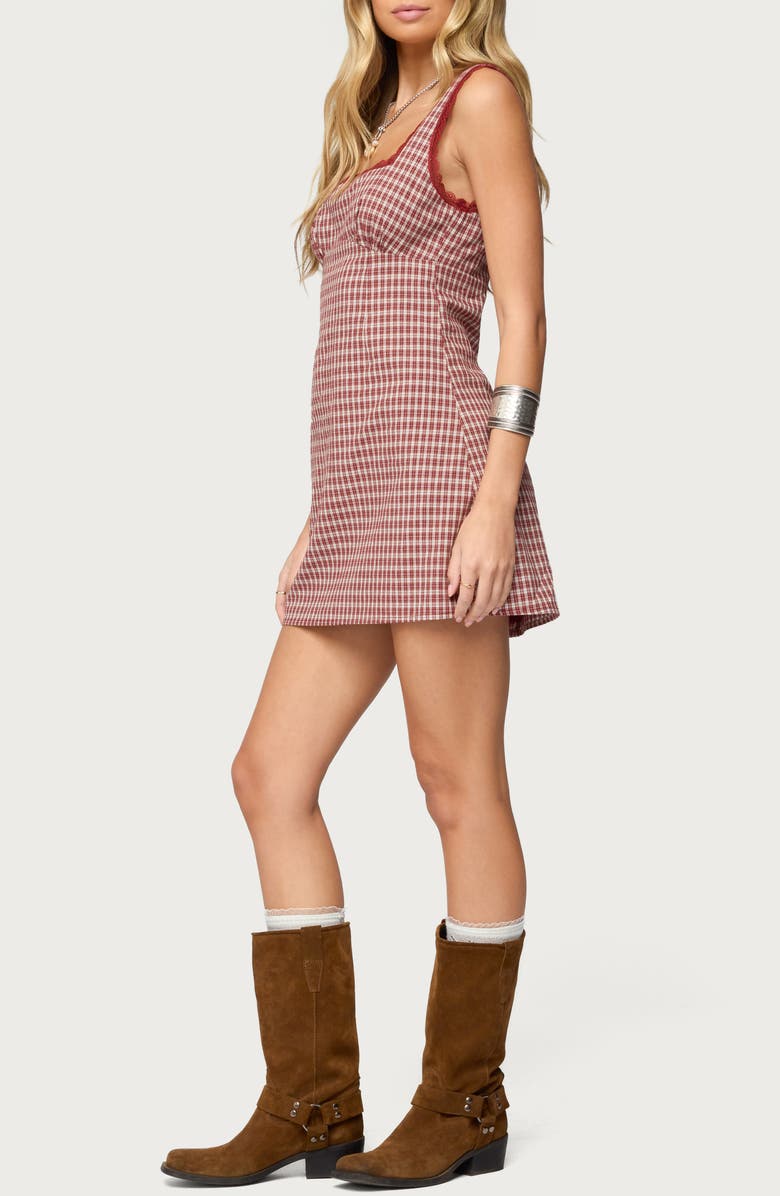 EDIKTED Clarren Gingham Sleeveless Minidress, Alternate, color,