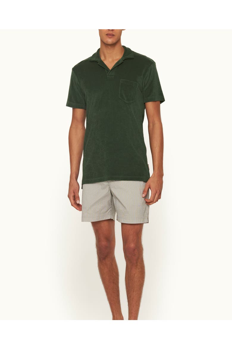 Terry Towelling Tailored Fit Towelling Polo Shirt, Main, color, Amazonian Green