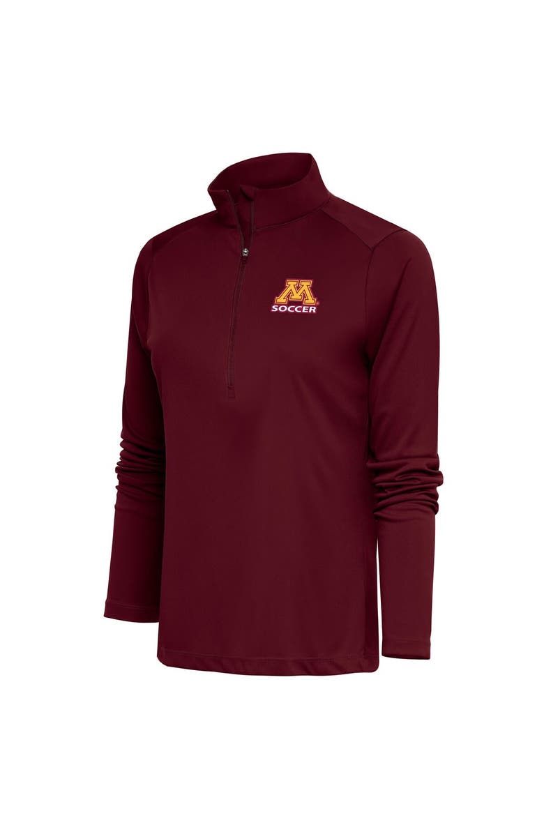 ANTIGUA Women's Antigua Maroon Minnesota Golden Gophers Soccer Logo Tribute Quarter-Zip Pullover Top, Main, color, 