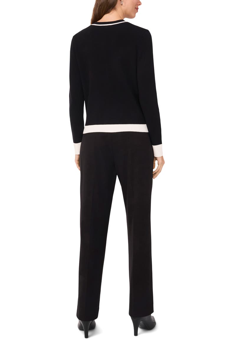 Contrast Trim Cardigan, Alternate, color, RICH BLACK