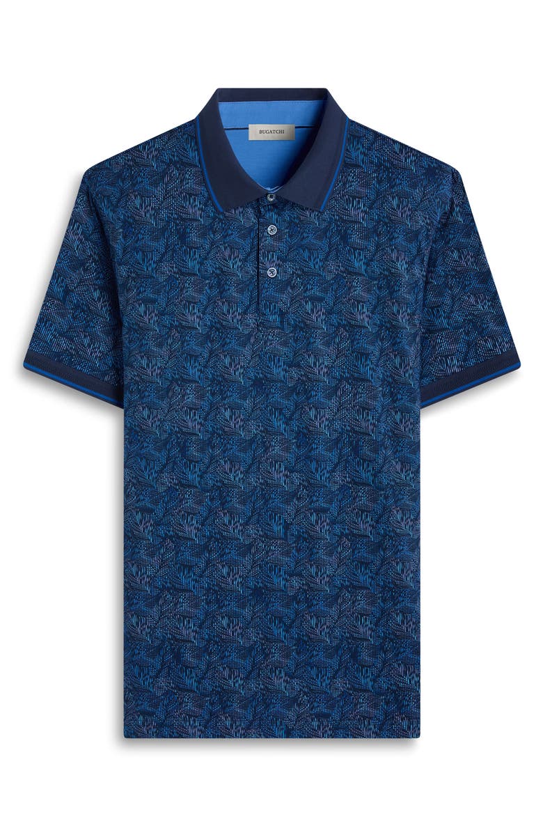 Bugatchi Vance OoohCotton<sup>®</sup> Leaf Print Polo, Alternate, color, Navy