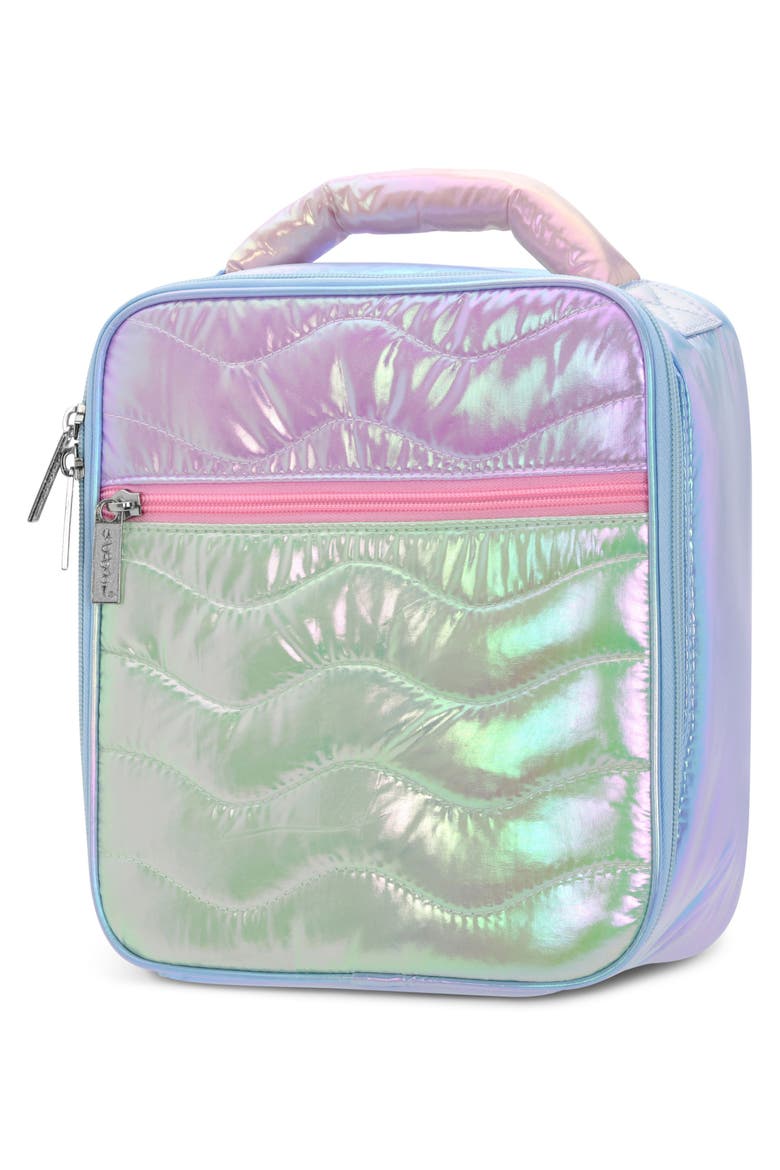 Kids' Quilted Colorblock Lunch Tote, Alternate, color, GREEN MULTI