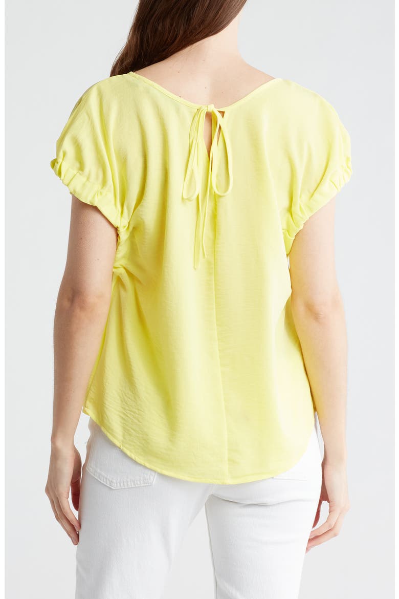 Gathered Cap Sleeve Top, Alternate, color, LEMON