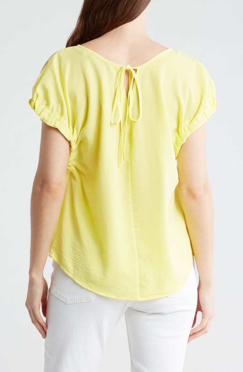 PATRIZIA LUCA Gathered Cap Sleeve Top, Alternate, color, Lemon