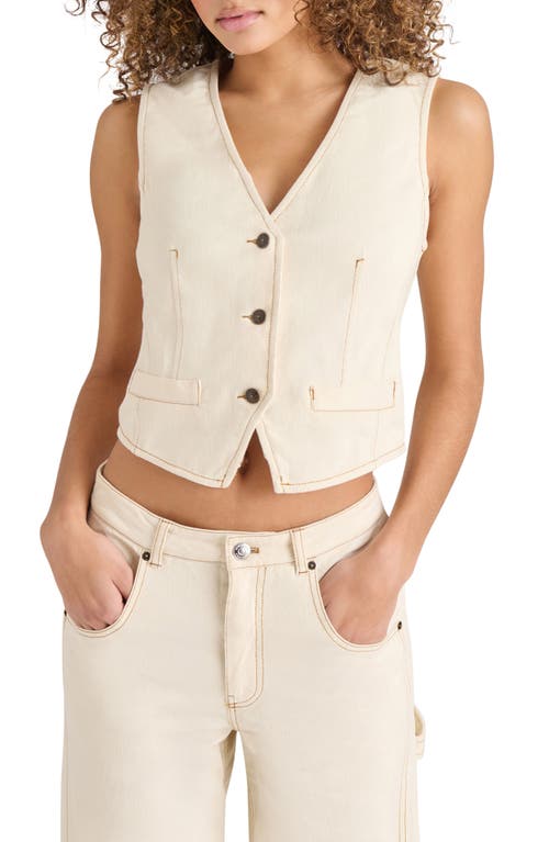 Steve Madden Selene Denim Vest In Oatmeal