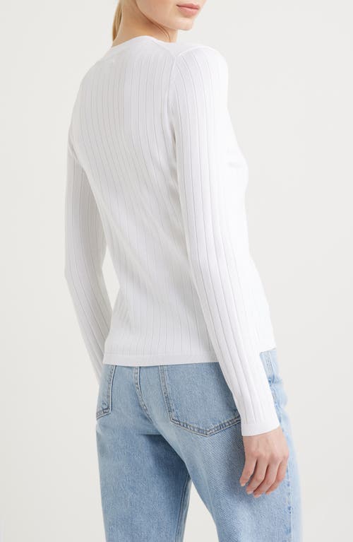 Nordstrom Fitted V-neck Rib Cardigan In White