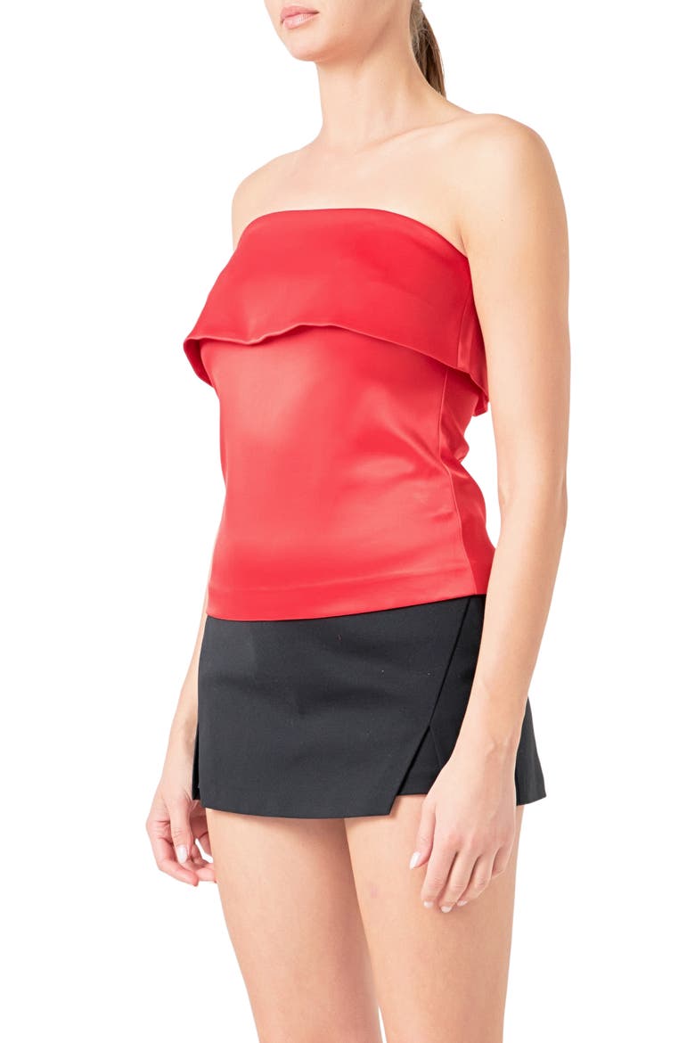 Strapless Satin Top, Alternate, color, RED