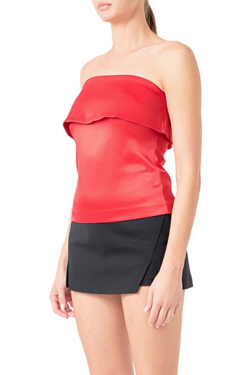 Endless Rose Strapless Satin Top In Red
