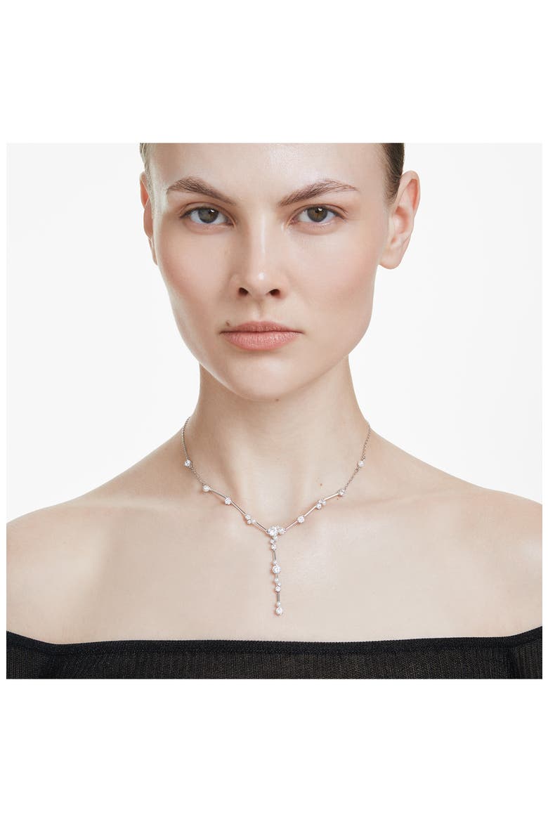 Constella Crystal & Faux Pearl Y-Necklace, Alternate, color, WHITE GOLD