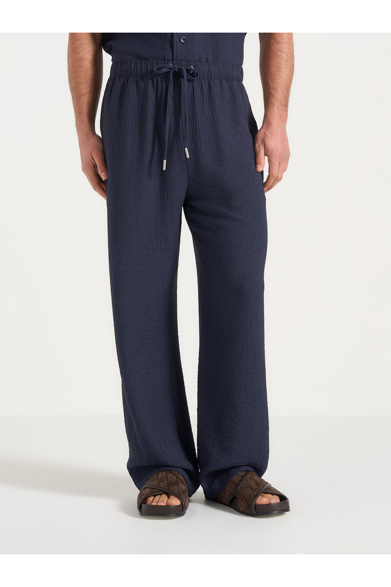 Addison Unisex Textured Relaxed Fit Trousers, Alternate, color, Navy