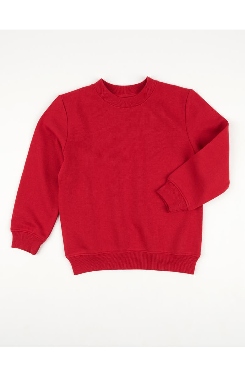 Leveret Kids Pullover Sweatshirt, Long Sleeve, Solid Colors, Alternate, color, Red