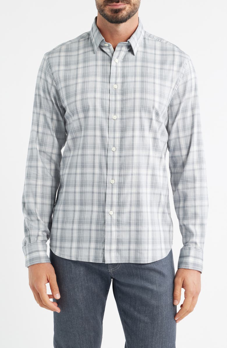 Faherty The Movement Button-Up Shirt, Main, color, Grey Falls Plaid