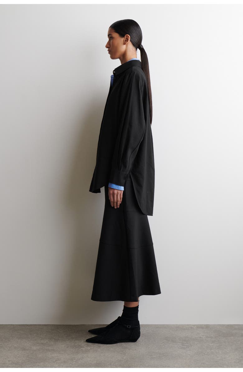 COS Longline Linen Shirt, Alternate, color, Black