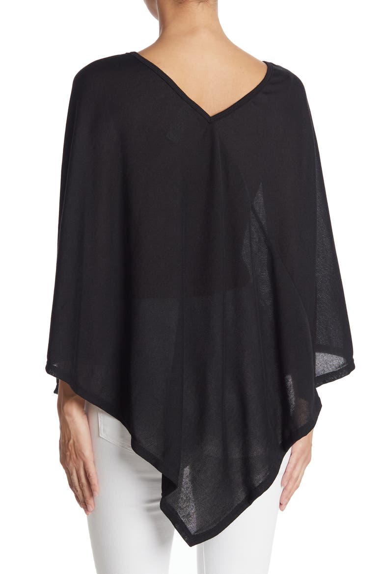 Asymmetrical Poncho Sweater, Alternate, color, BLACK