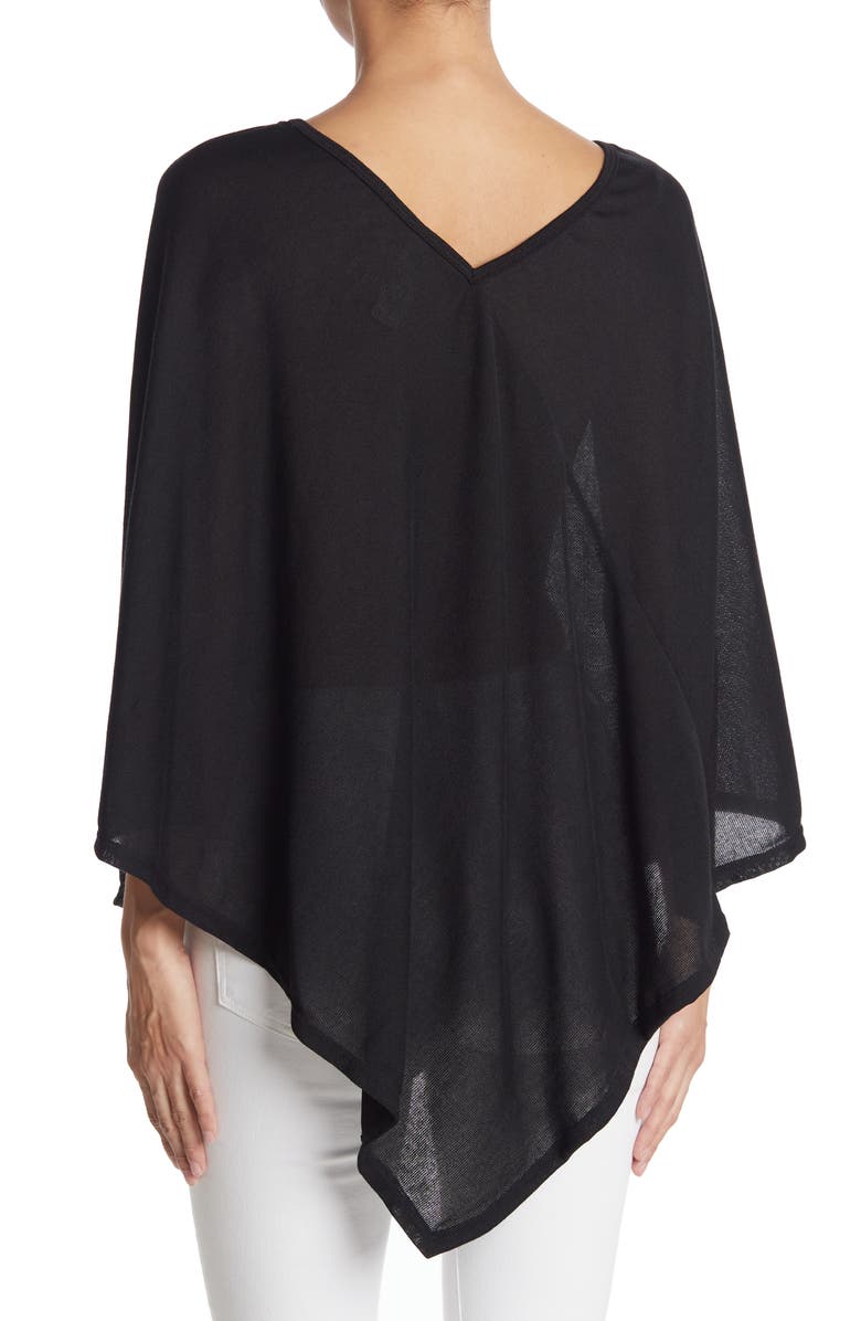 GO COUTURE Asymmetrical Poncho Sweater, Alternate, color, Black