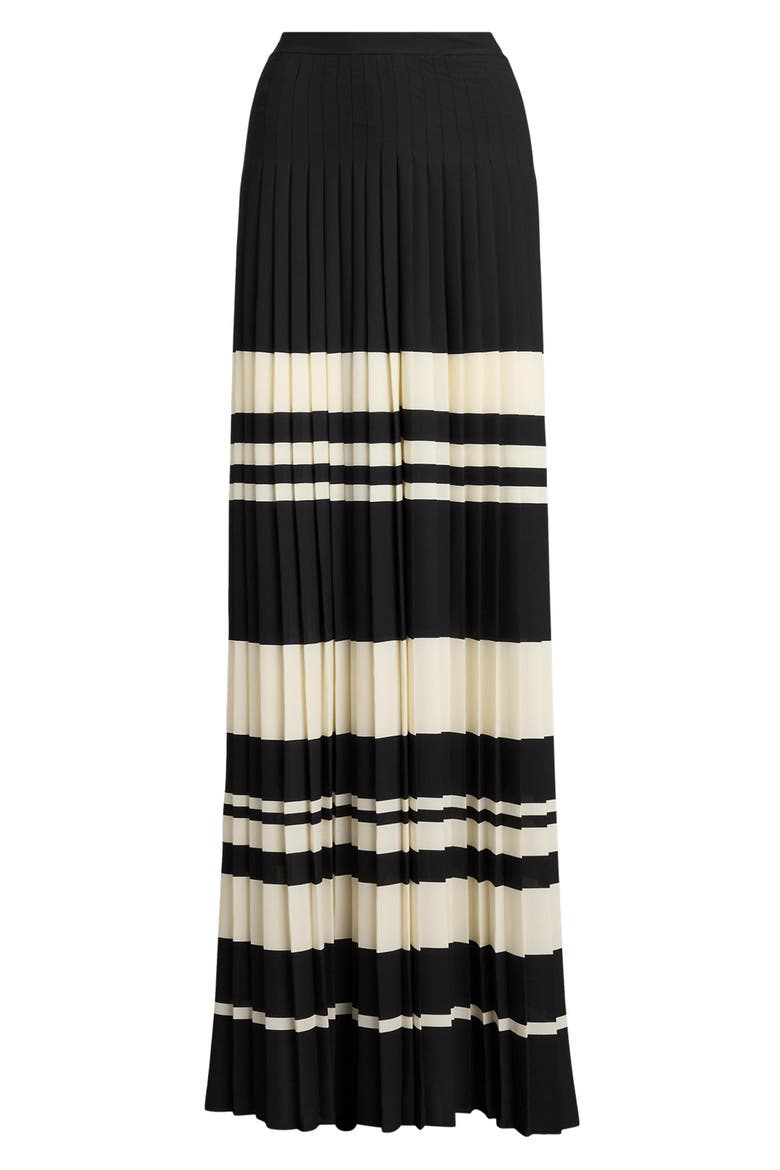 Pleated Stripe Georgette Wide Leg Pants, Alternate, color, CREAM/BLACK