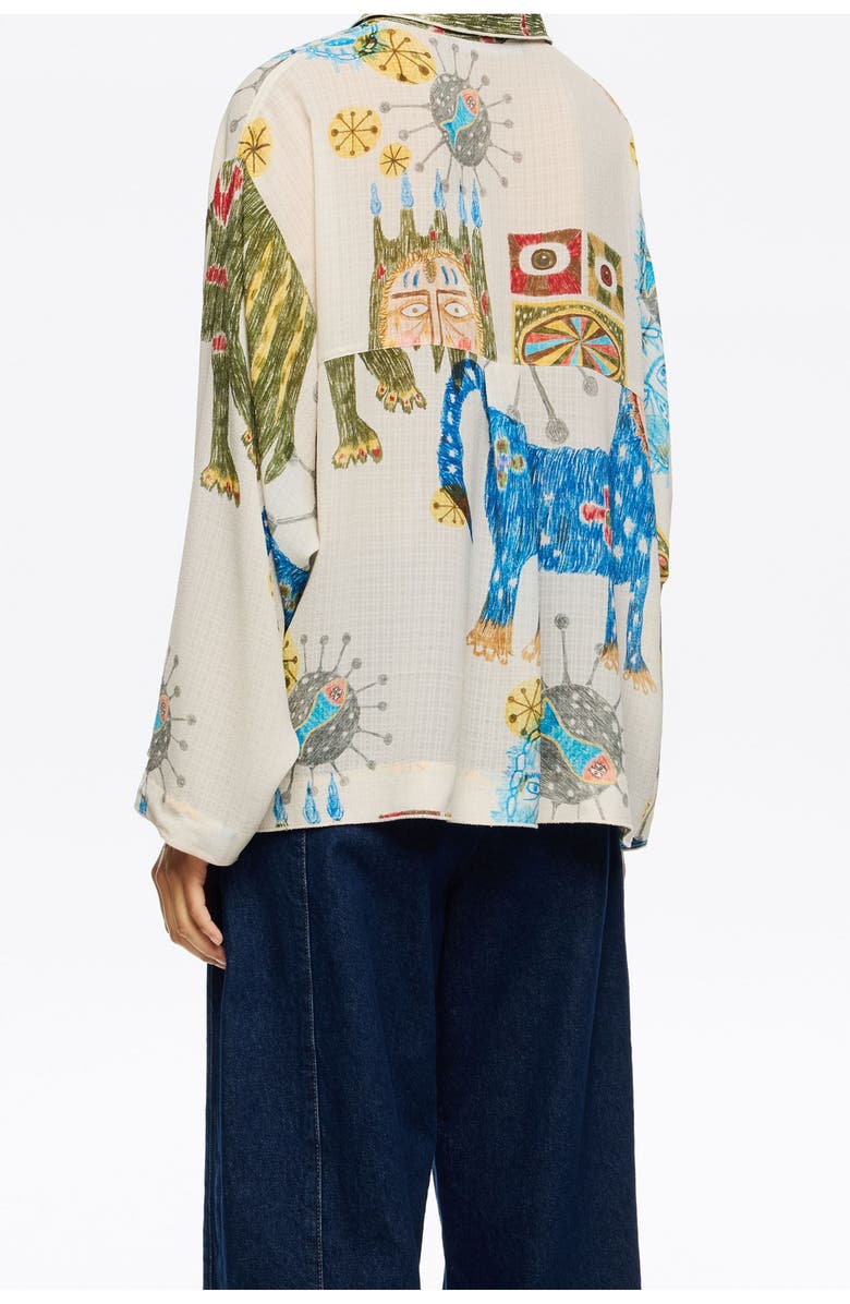 Bimba y Lola Textured Big Mask Straight Shirt, Alternate, color, Mask Big Ivory