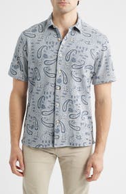 Johnston & Murphy Linden Textured Short Sleeve Button-Up Shirt