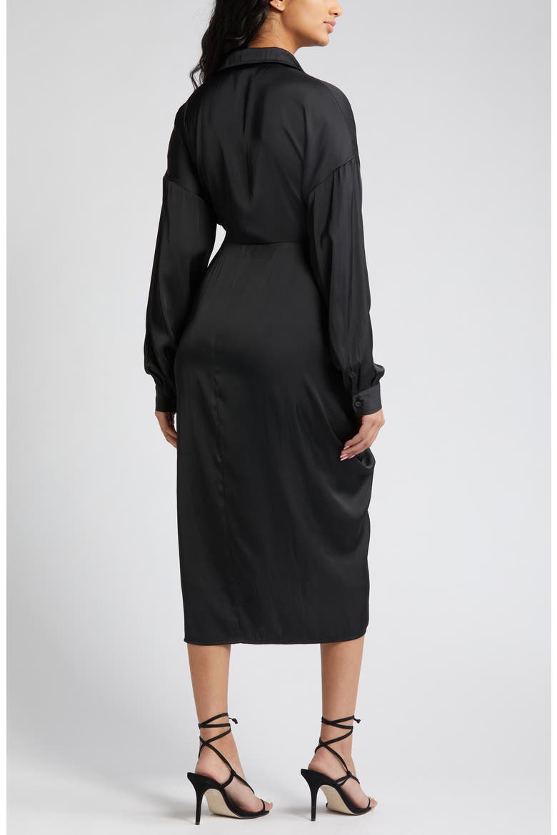 Sula Long Sleeve Shirtdress, Alternate, color, BLACK