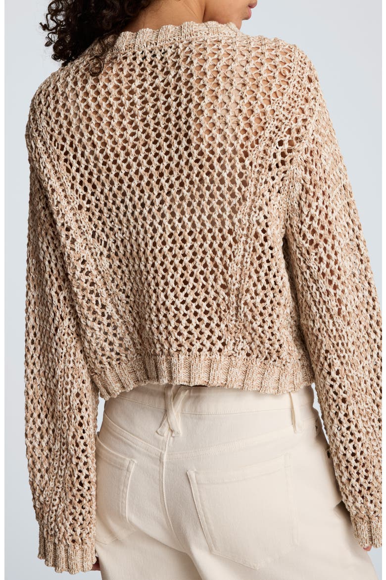 Two Tone Open Stitch Cotton Blend Sweater, Alternate, color, TAUPE