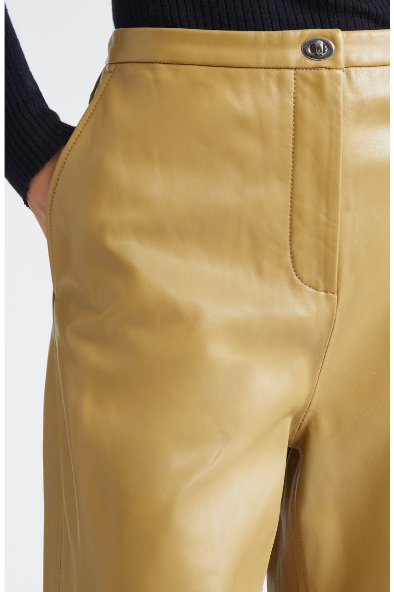 Rowena Wide Leg Leather Trousers, Alternate, color, OLIVE