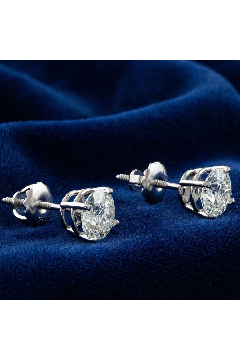 2 Ct TW Round Lab Grown Diamond Studs 14K Gold With Screw Backs, Alternate, color, 14k White Gold