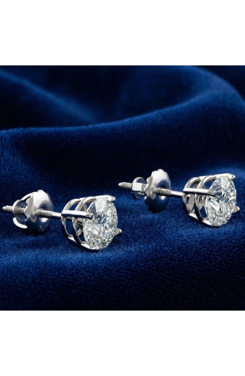 Bliss Diamond 2 Ct TW Round Lab Grown Diamond Studs 14K Gold With Screw Backs, Alternate, color, 14K White Gold
