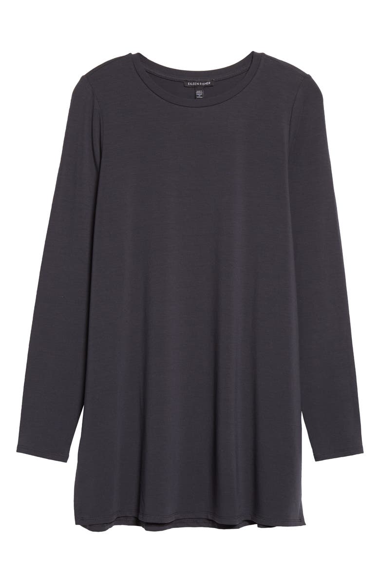 Eileen Fisher Crewneck Long Sleeve Tunic Top, Alternate, color, Grpht