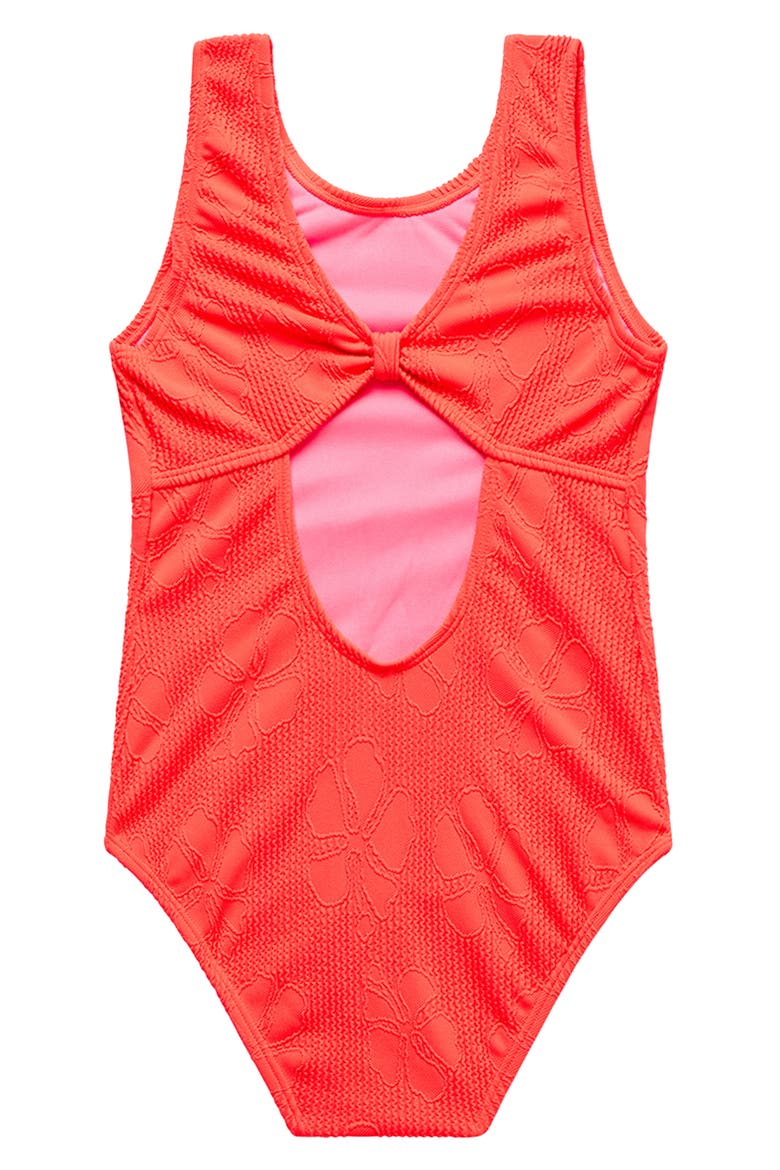 Kids' Jacquard Open Back One-Piece Swimsuit, Alternate, color, ELECTRIC RED