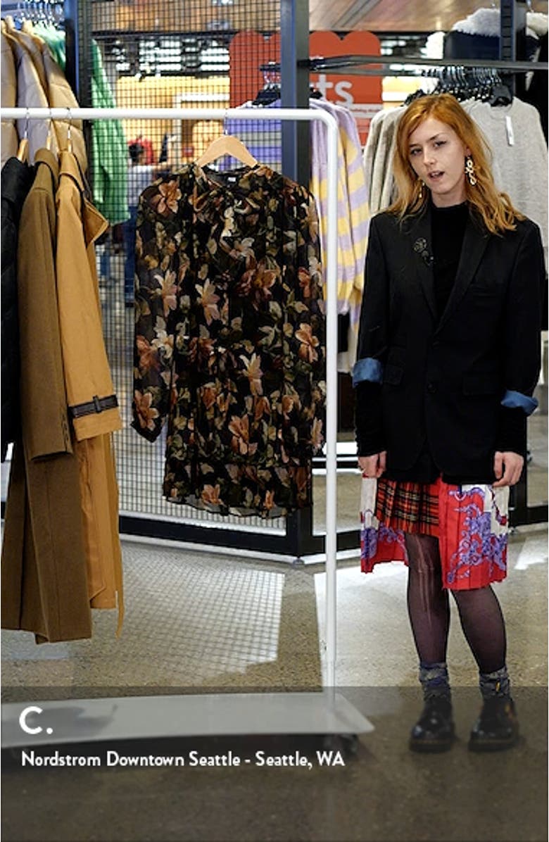 Elynne Floral Print Long Sleeve Silk Minidress, sales video thumbnail