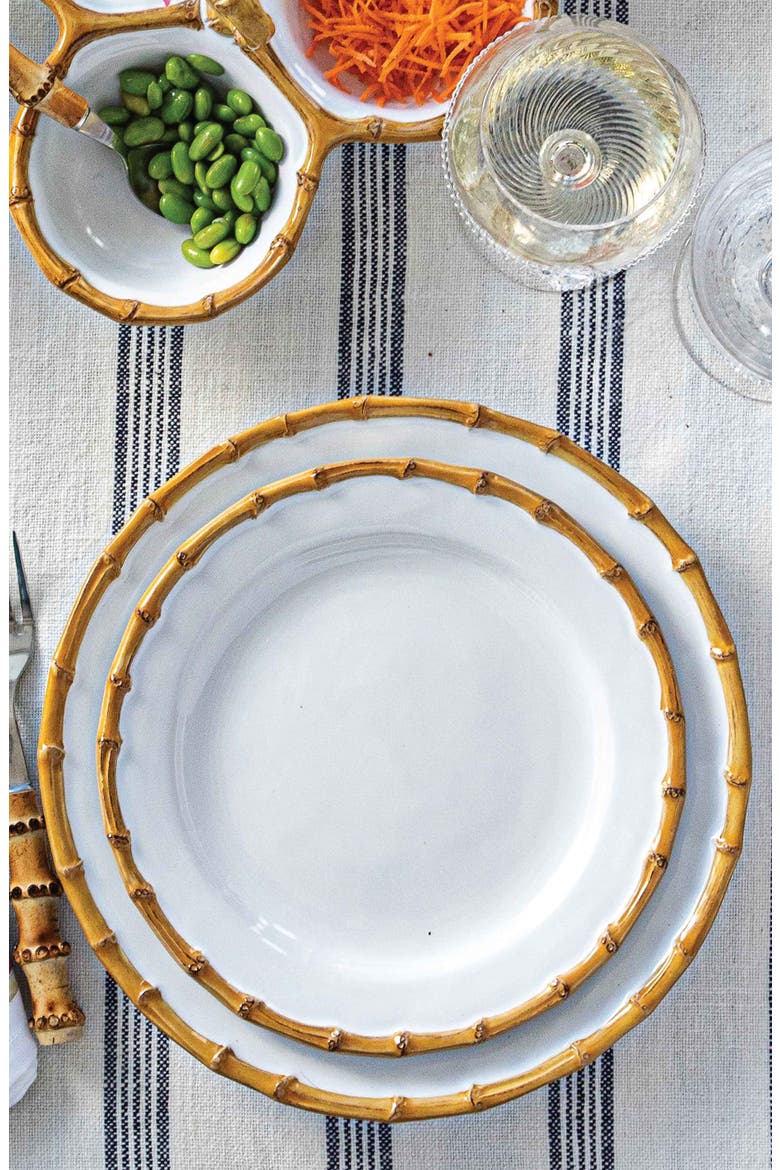 Bamboo Ceramic Dessert/Salad Plate, Alternate, color, WHITEWASH/ BAMBOO NATURAL