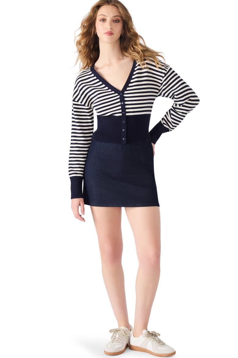 Lauryn Stripe Crop Cardigan, Alternate, color, MIDNIGHT