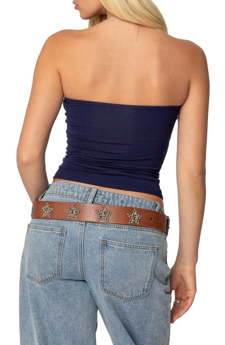 EDIKTED Annelise Strapless Tube Top, Alternate, color, Navy