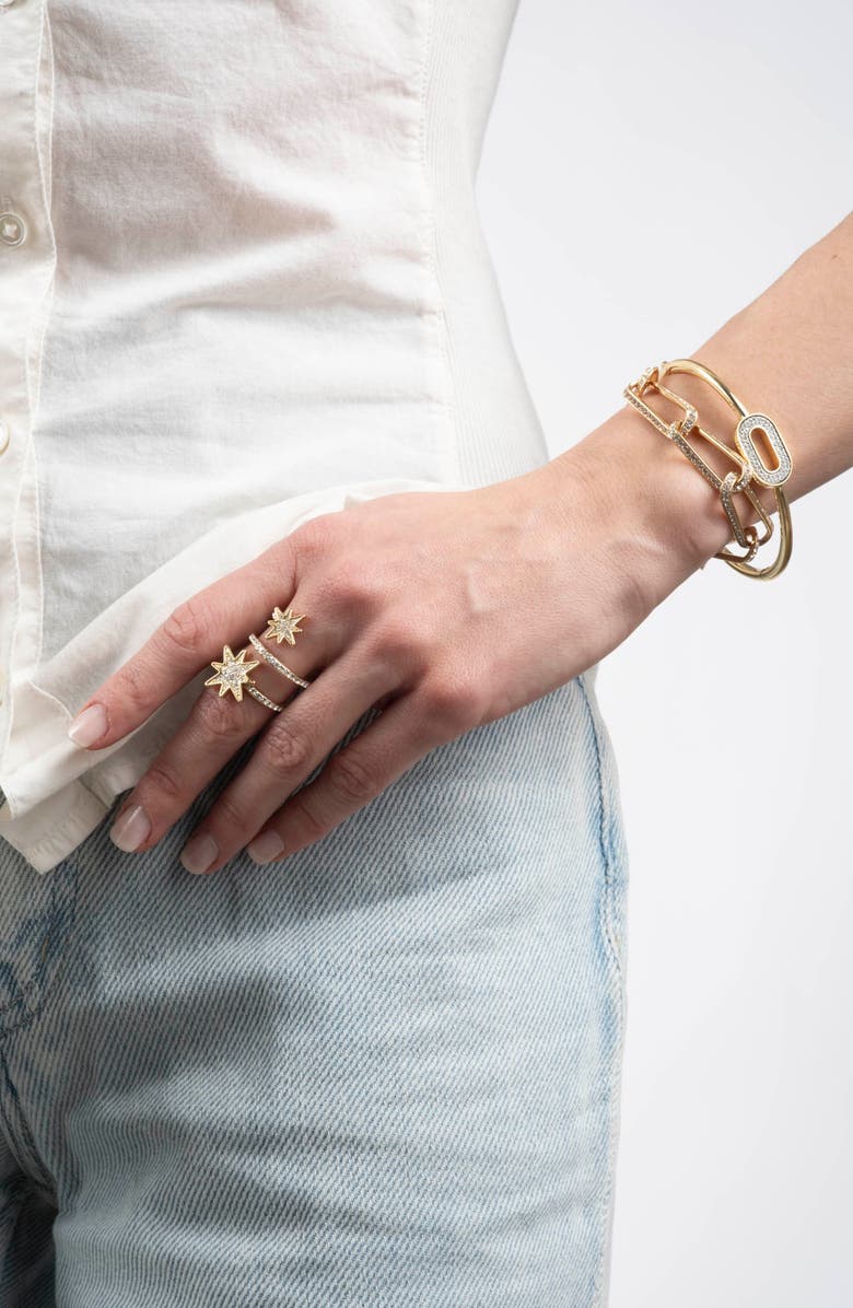Covet Celestial Star Pavé CZ Wrap Ring, Alternate, color, Gold