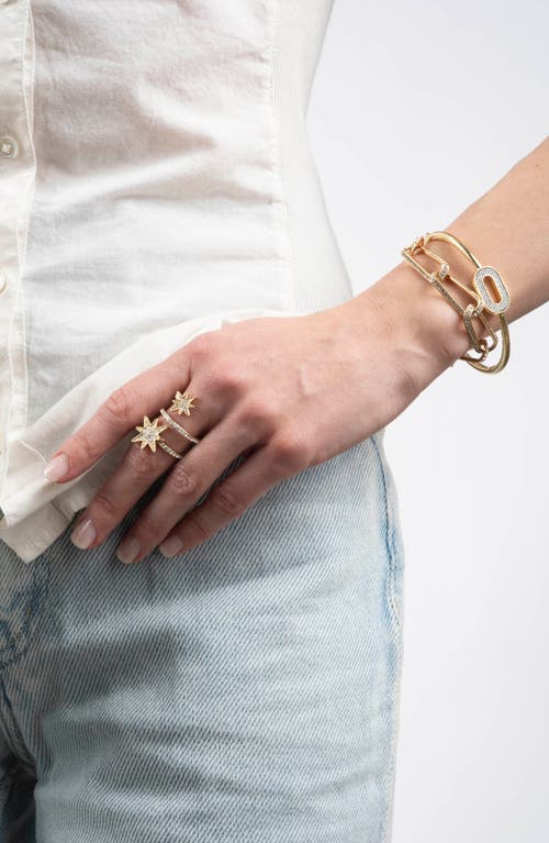 Covet Celestial Star Pavé Cz Wrap Ring In Gold