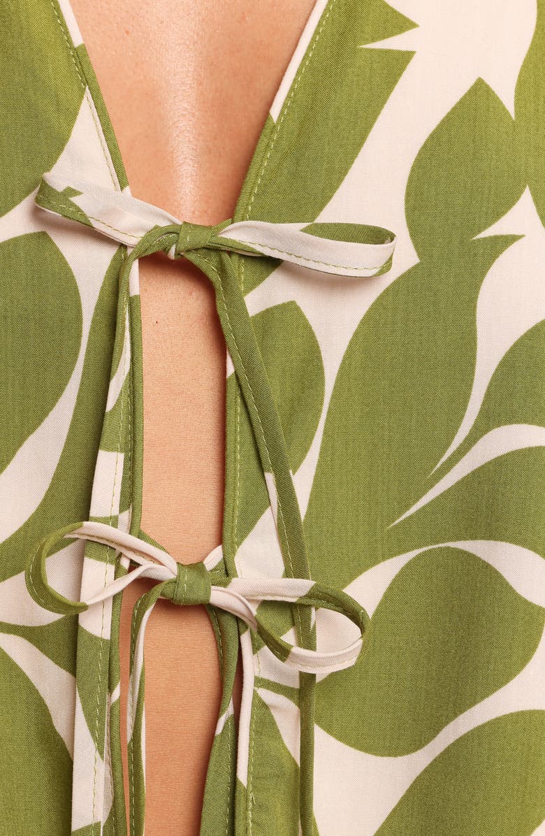 Petal & Pup Valia Floral Tie Front Top, Alternate, color, Green Floral