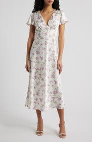 Lulus Fernanda Floral Flutter Sleeve Maxi Dress