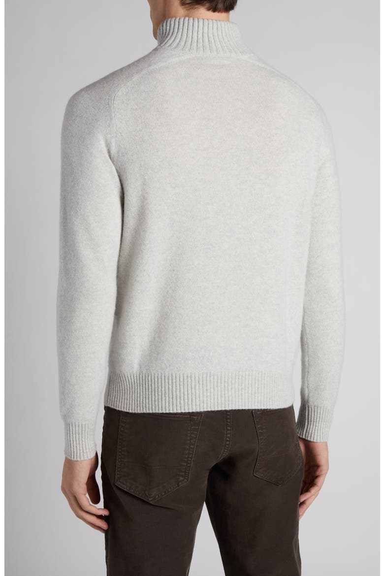 Lambswool & Cashmere Half Zip Sweater, Alternate, color, PALE GREY