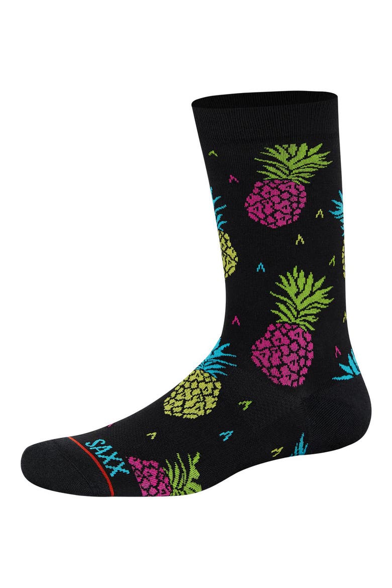 Whole Package Crew Socks, Main, color, PINEAPPLE FLIP- BLACK