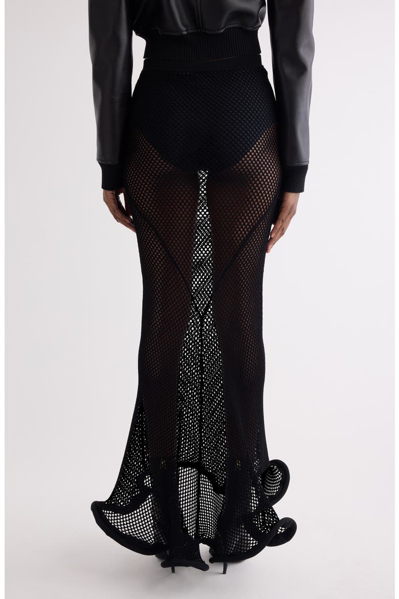 Kickback Mesh Maxi Skirt, Alternate, color, BLACK