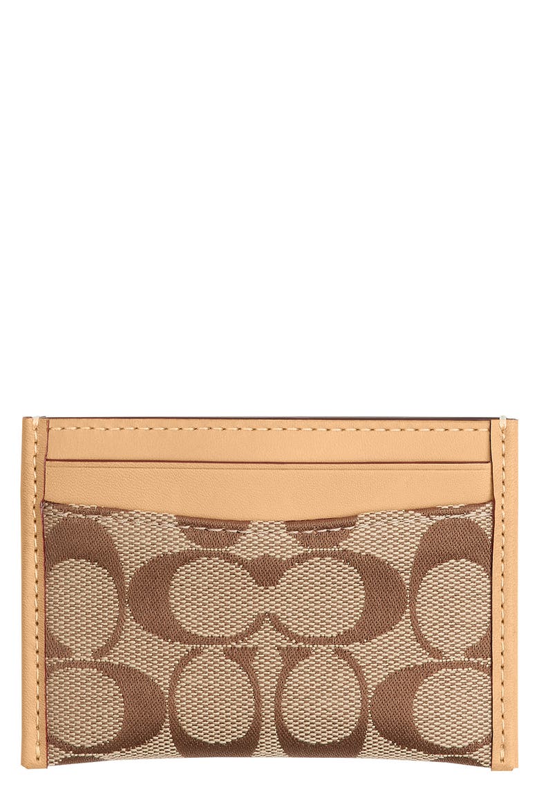 Essential Signature Jacquard Card Case, Main, color, B4/ KHAKI LIGHT PEACH