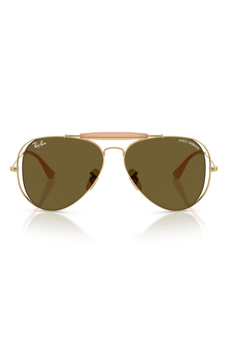 Ray-Ban 53mm Outdoorsman II Pilot Sunglasses, Main, color, Arista / Dark Brown